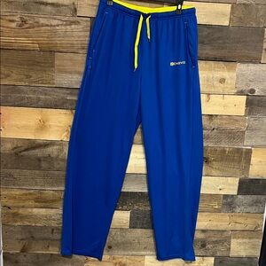 Zengvee Blue Athletic Pants with Yellow Accents XL